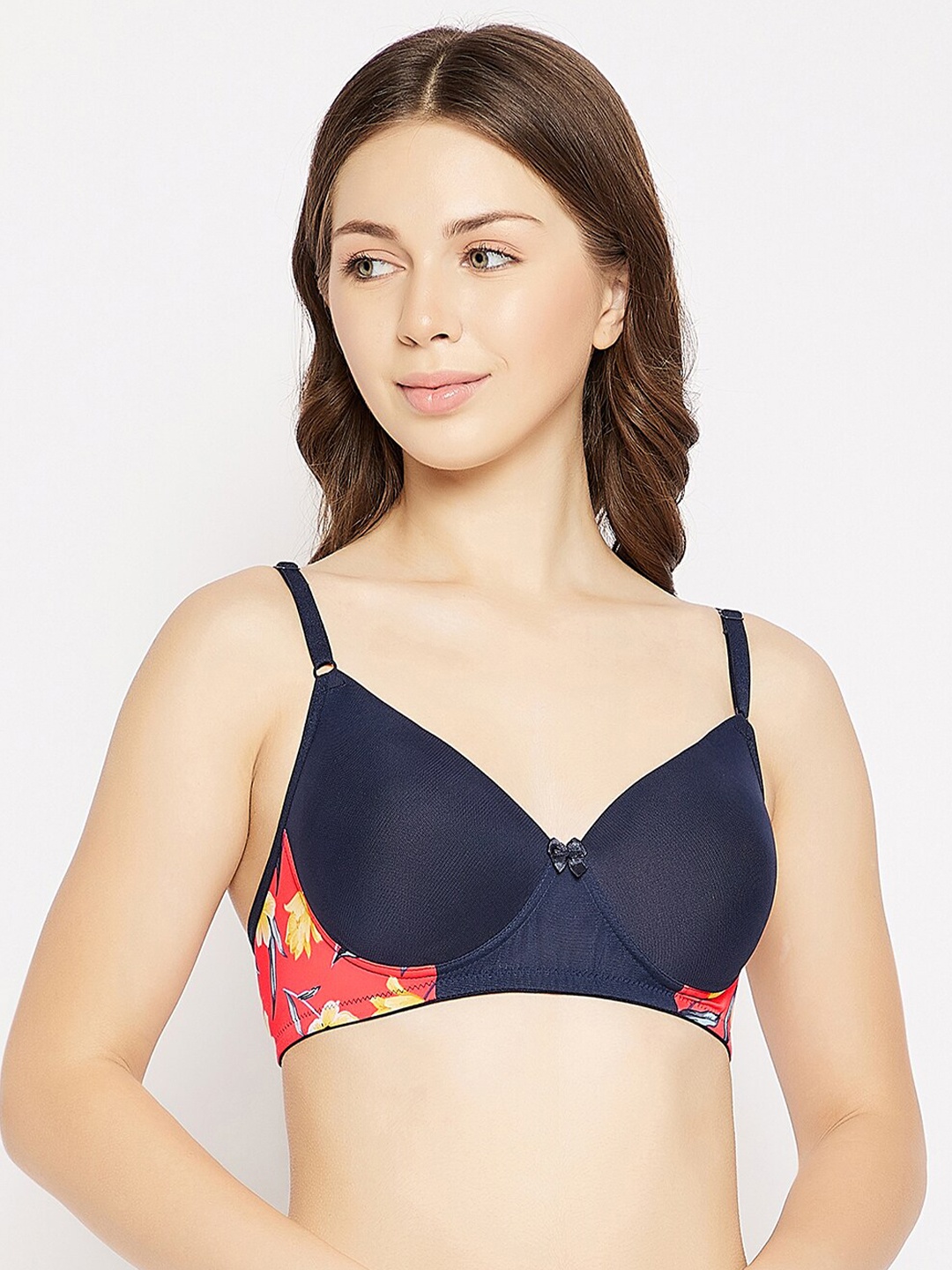 

Clovia Women Navy Blue Printed Padded Tshirt Bra