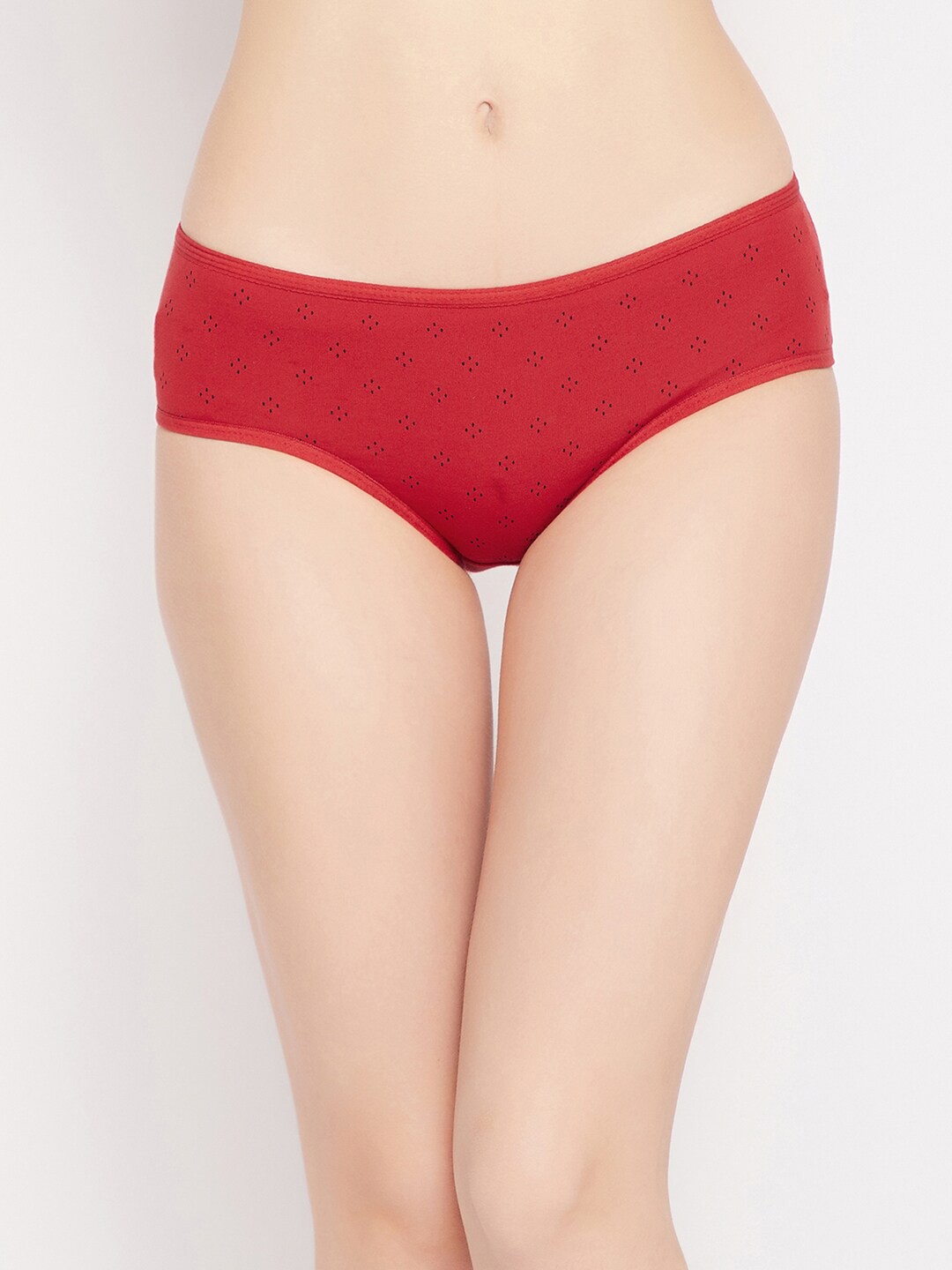 

Clovia Women Red & Black Printed Cotton Hipster Briefs PN2990Q042XL