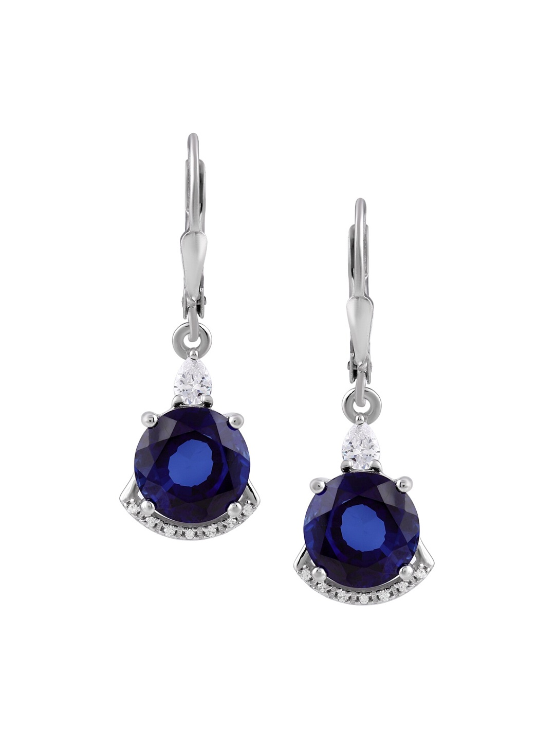 

LA SOULA Blue & Silver-Toned Classic Drop Earrings