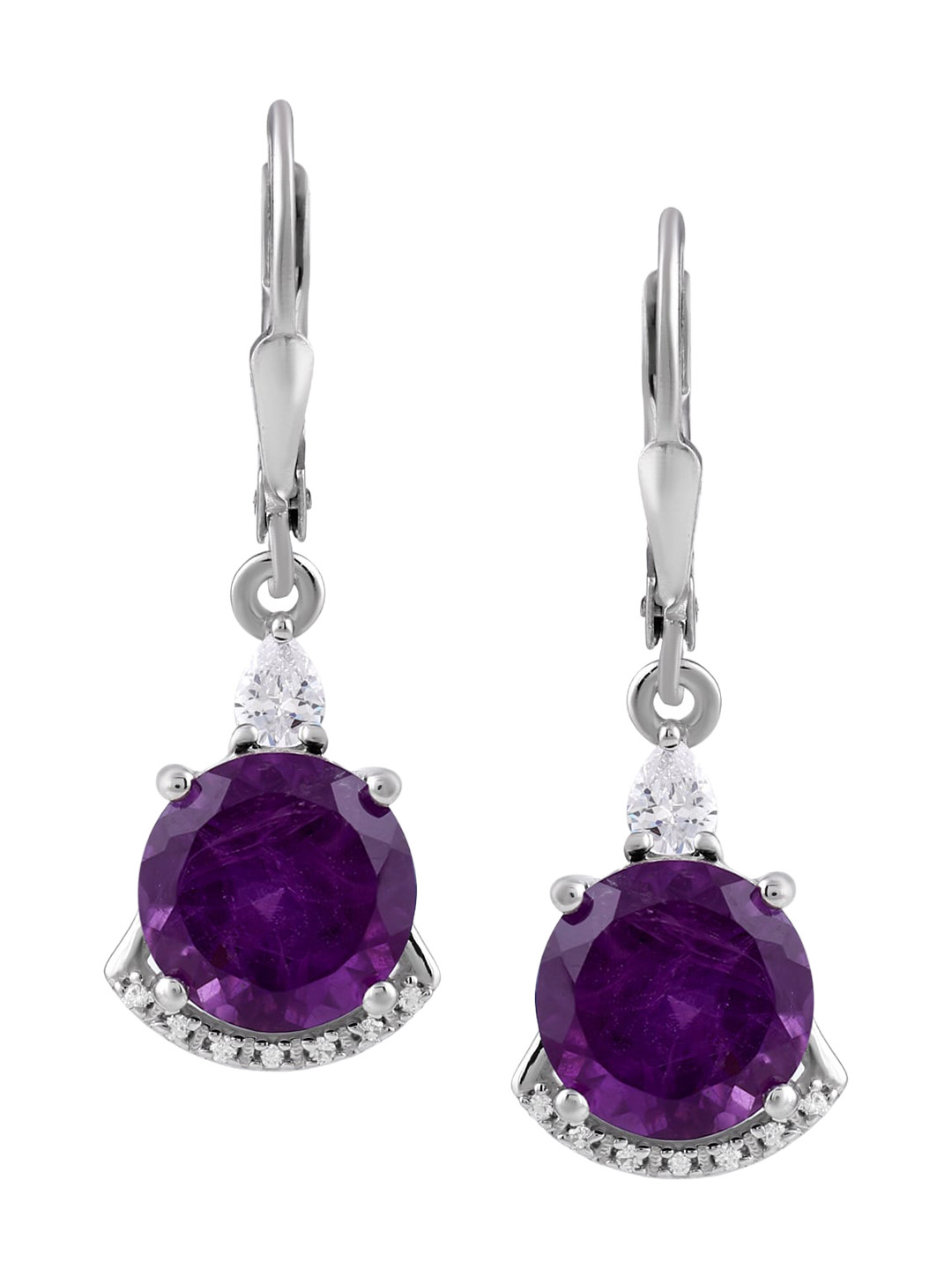 

LA SOULA Purple & Silver-Toned Classic Drop Earrings