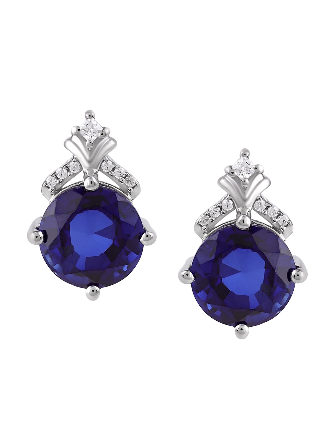 

LA SOULA Blue & Silver-Toned Contemporary Drop Earrings