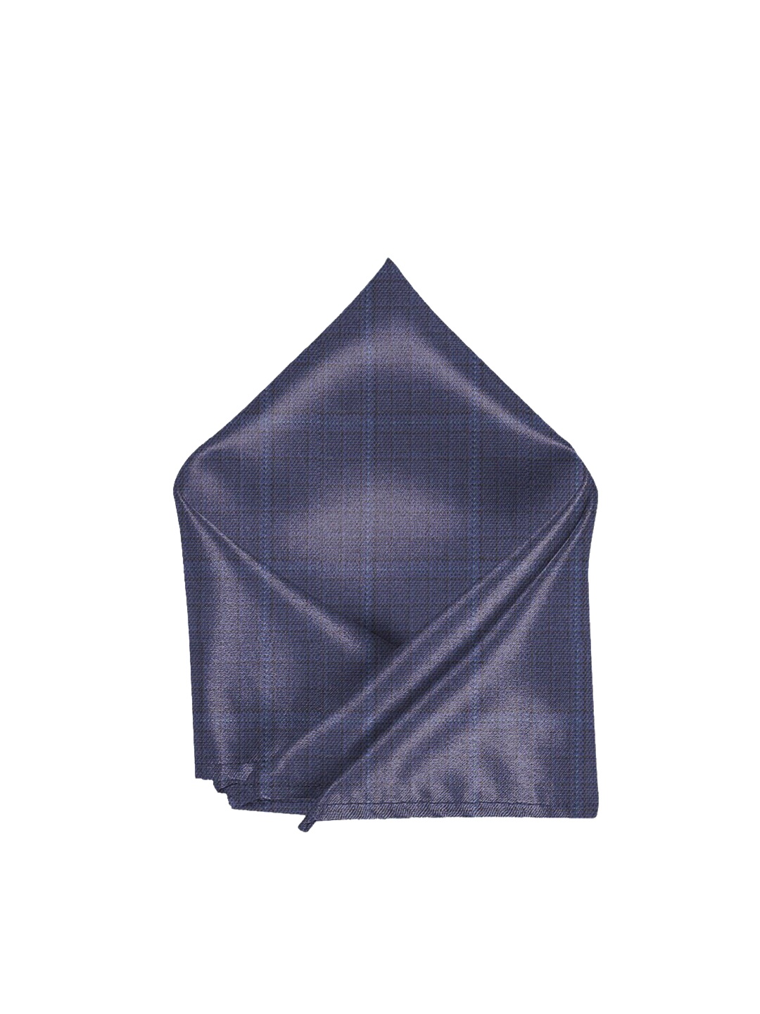 

Blacksmith Men Navy Blue & Brown Tweed Checked Pocket Square
