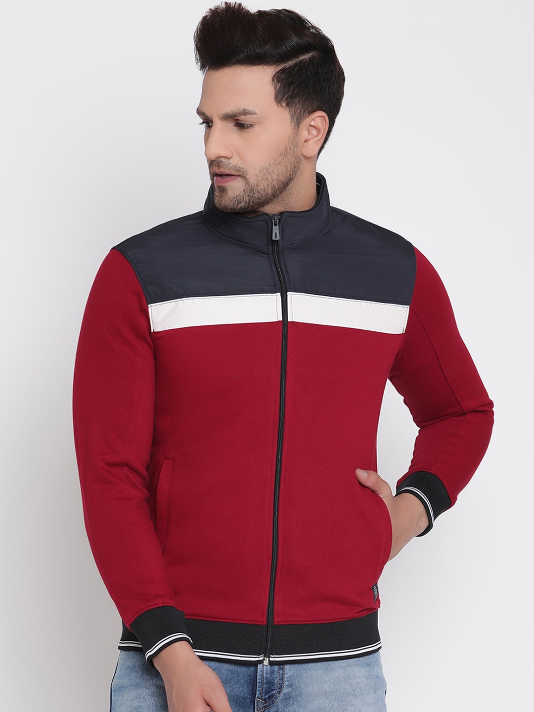 

Octave Men Maroon Colourblocked Sweatshirt