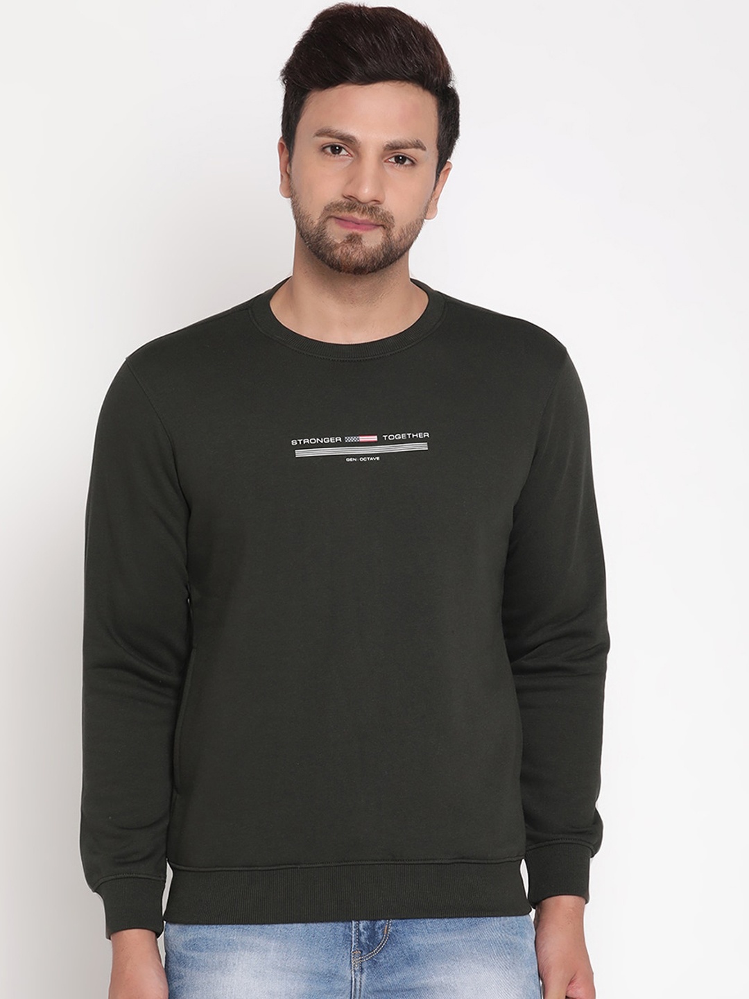

Octave Men Olive Green Sweatshirt