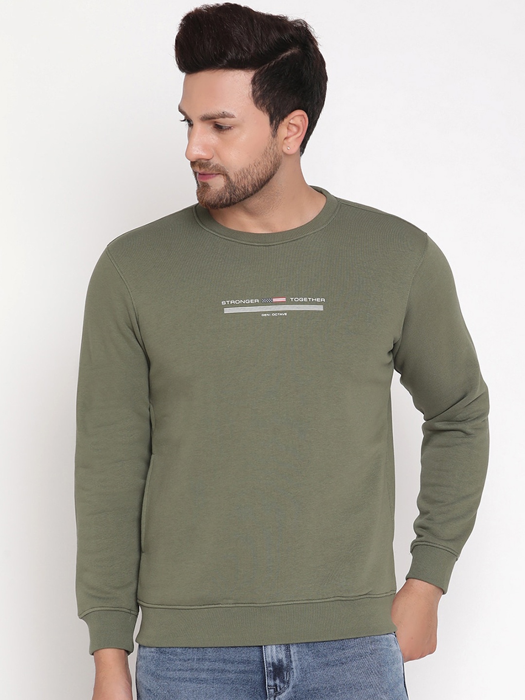 

Octave Men Olive Green Sweatshirt