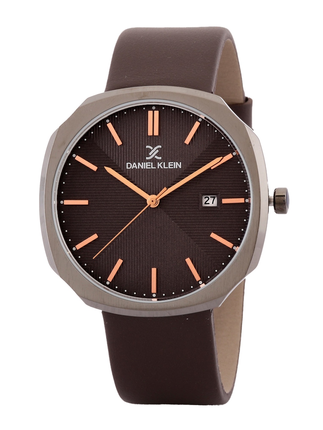

Daniel Klein Men Grey Dial & Brown Leather Straps Analogue Watch DK.1.12653-7