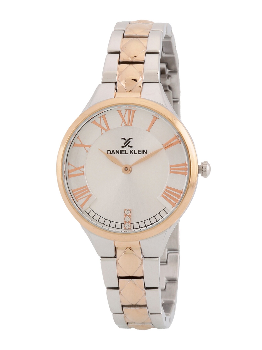 

Daniel Klein Women Silver-Toned Embellished Dial& Pink Stainless Steel Watch DK.1.12558-4