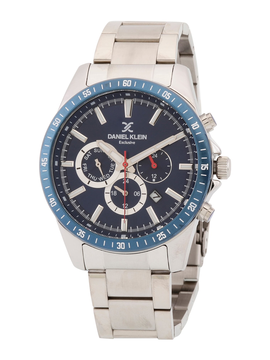 

Daniel Klein Men Blue Dial & Silver Toned Stainless Steel Analogue Watch DK.1.12594-2