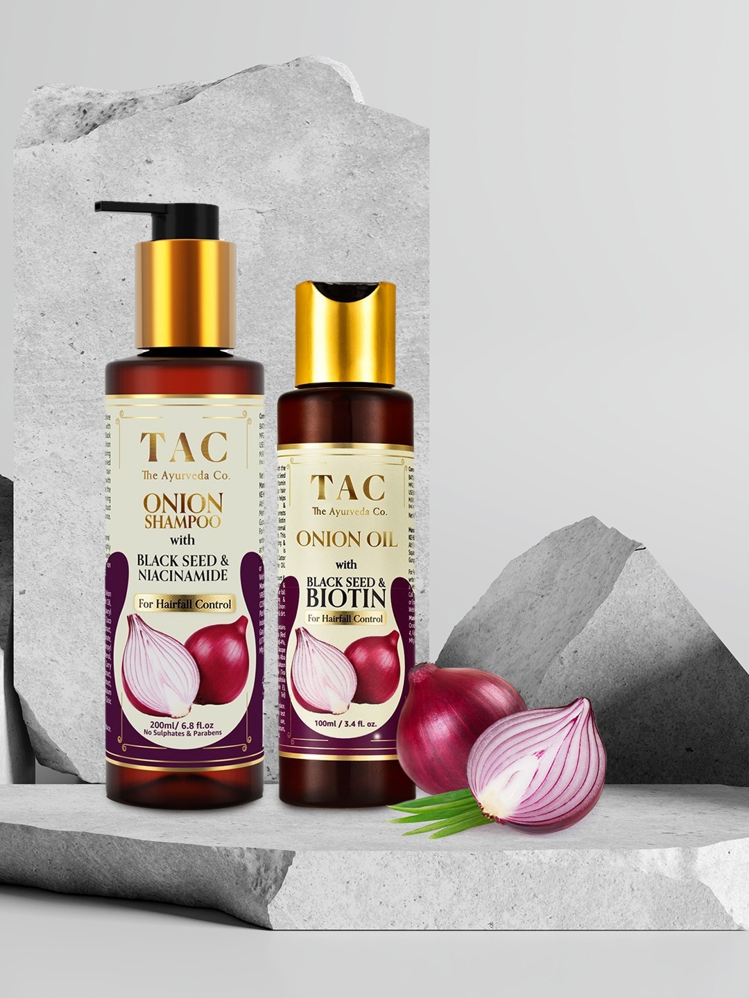 

TAC - The Ayurveda Co. Combo of Onion Hair Oil & Onion Shampoo, Purple