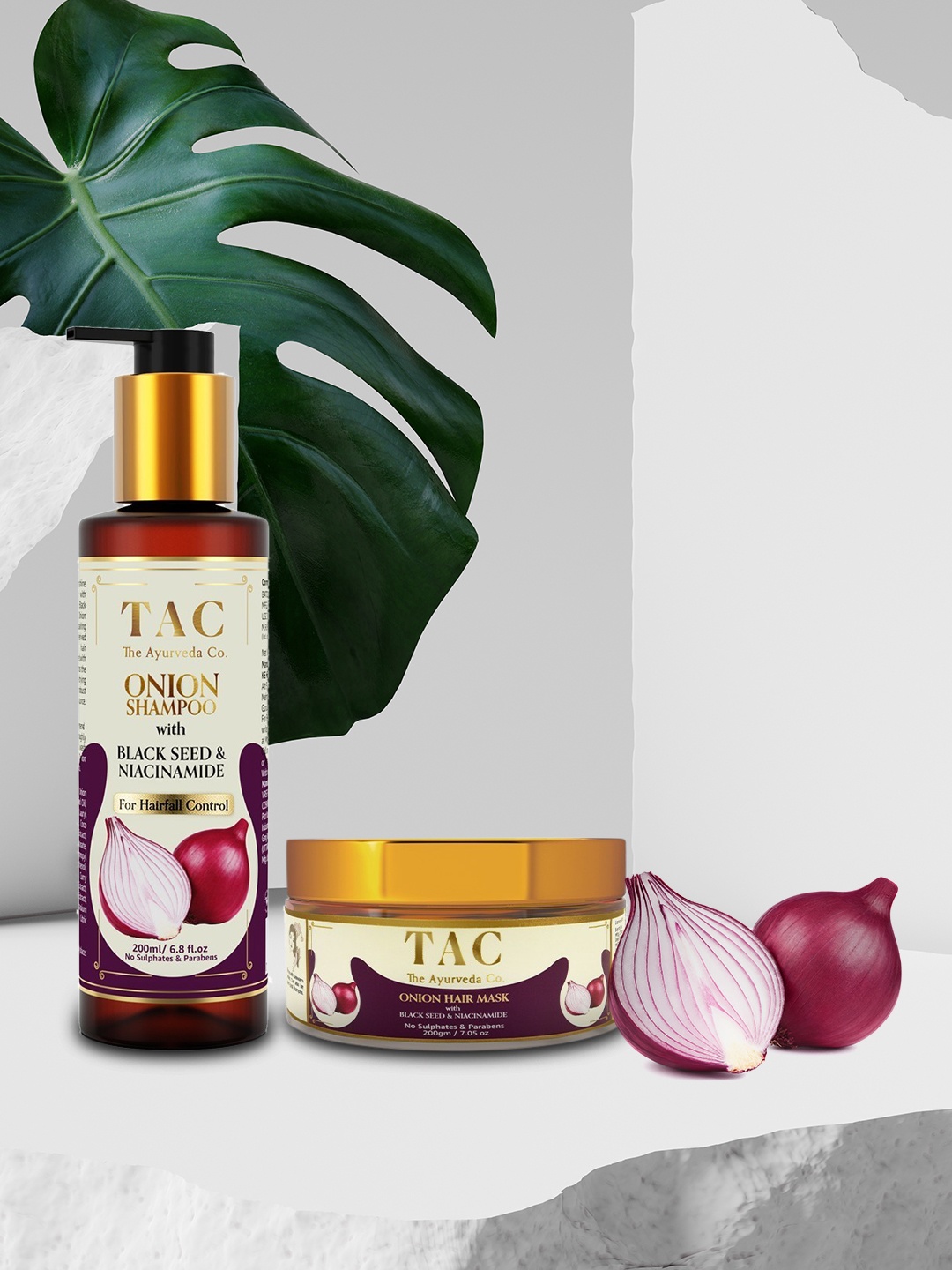 

TAC - The Ayurveda Co. Unisex Combo of Onion Shampoo & Onion Hair Mask, Purple