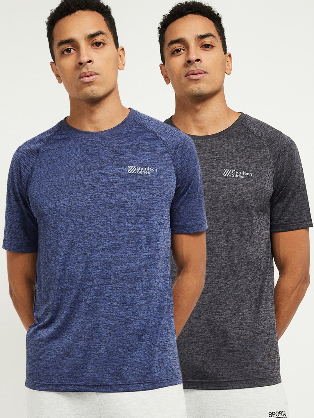 

max Men Pack Of 2 Blue & Charcoal Grey T-shirt