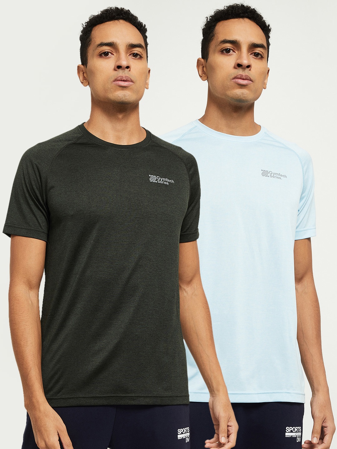 

max Men Green & Turquoise Blue Pack of 2 T-shirt