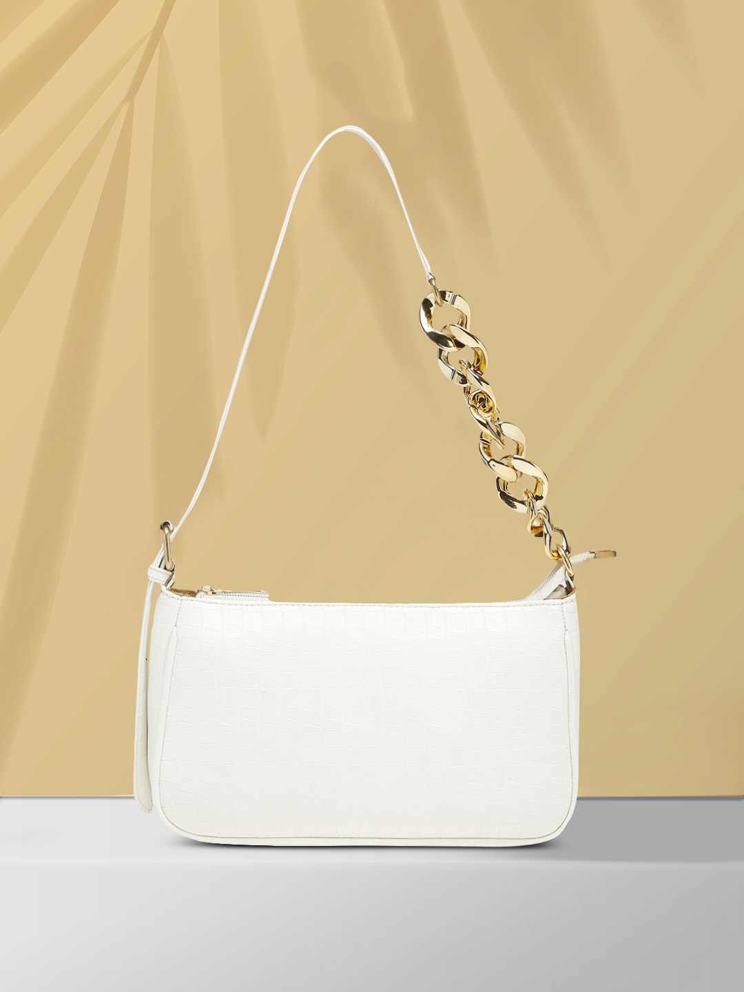 

Apsis White Structured Hobo Bag with Quilted