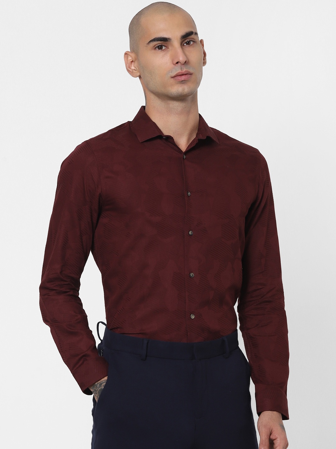 

Jack & Jones Men Maroon Opaque Casual Shirt