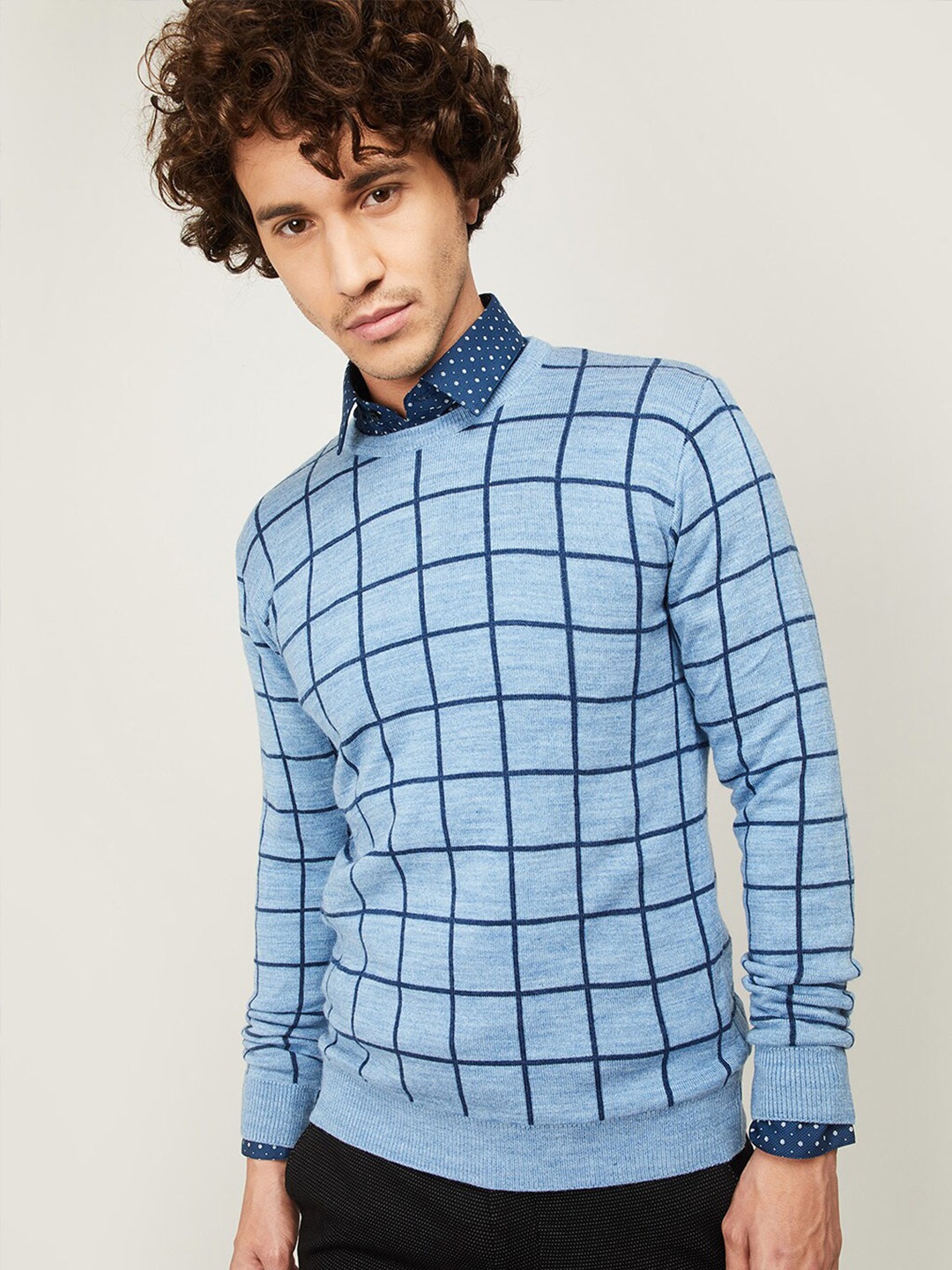 

CODE by Lifestyle Men Blue Checked Pullover