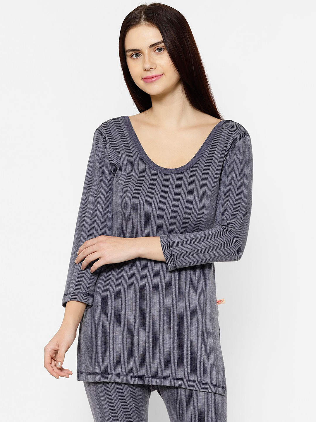 

VIMAL JONNEY Women Grey Thermal Top, Navy blue