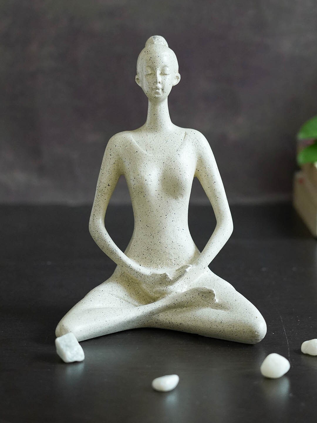 

TIED RIBBONS White Decorative Yoga Lady Statue Figurine Showpiece