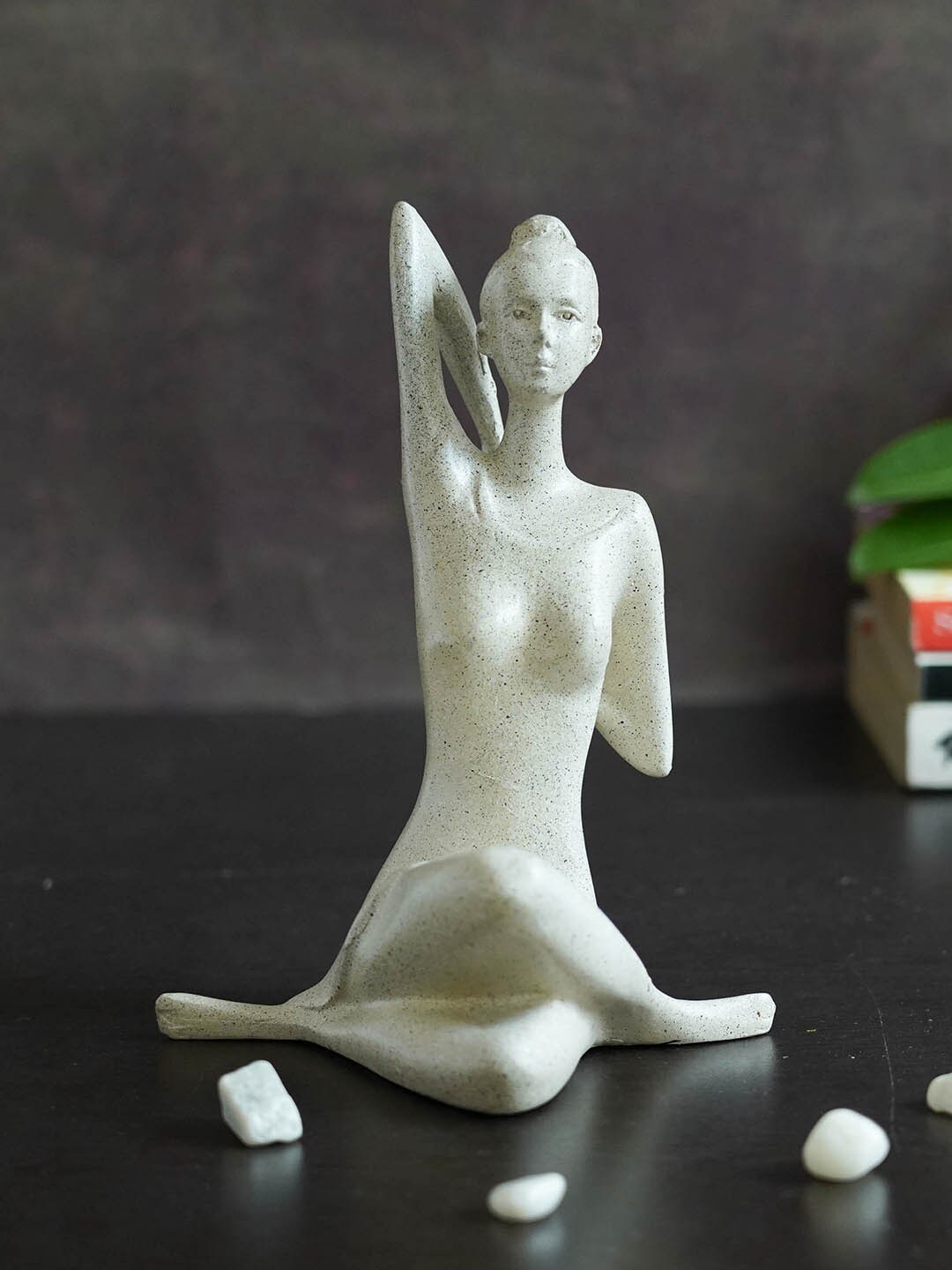 

TIED RIBBONS White & Black Textured Yoga Lady Statue Figurine Showpiece