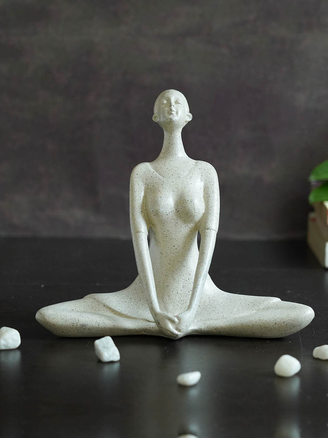 

TIED RIBBONS White Polyresin Decorative Yoga Lady Statue Figurine Showpiece