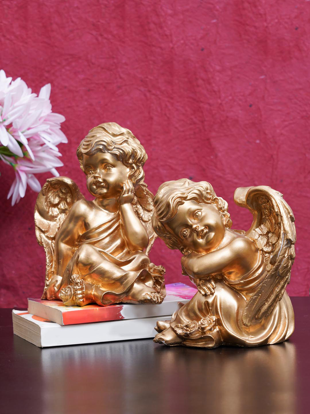 

TIED RIBBONS Set Of 2 Gold-Toned Angel Idol Showpieces Statue