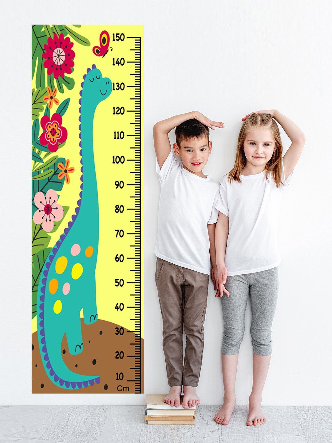 

WENS Kids Multicoloured Dinosaur Height Chart Vinyl Wall Sticker, Multi