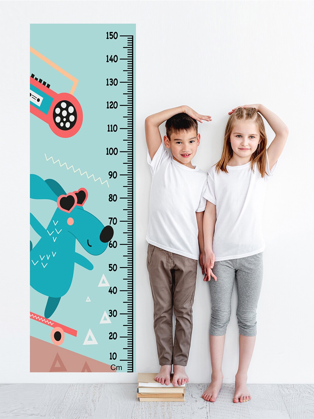 

WENS Kids Multicoloured Cool Dog On Scooter Height Chart Vinyl Wall Sticker, Multi