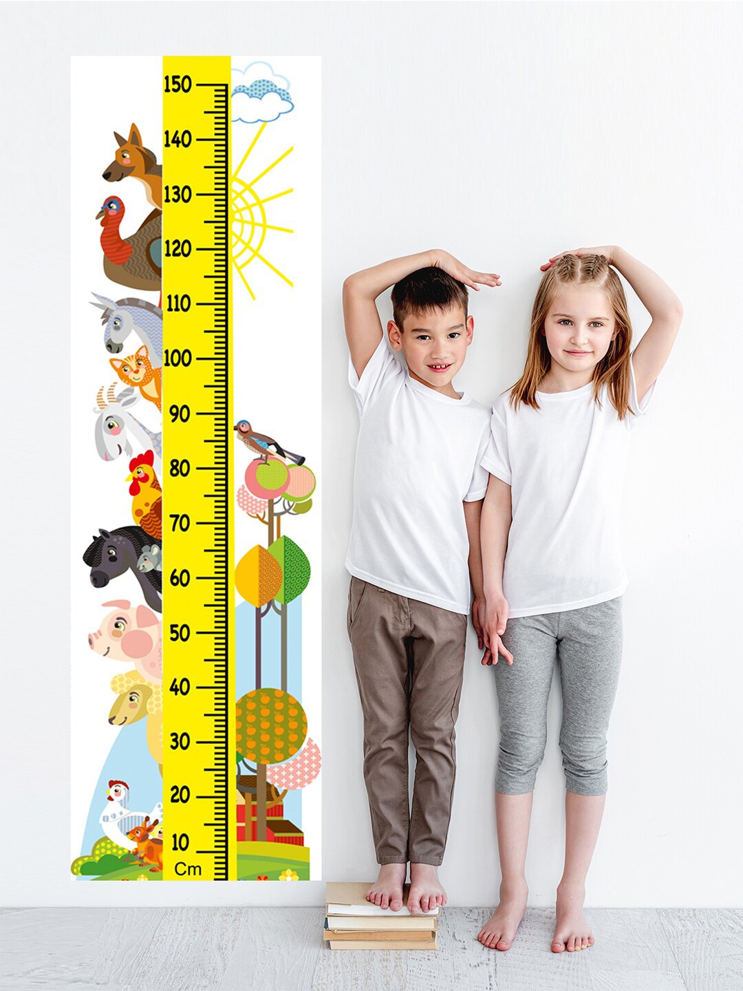 

WENS Kids Multicoloured Farm Animals Height Chart Vinyl Wall Sticker, Multi