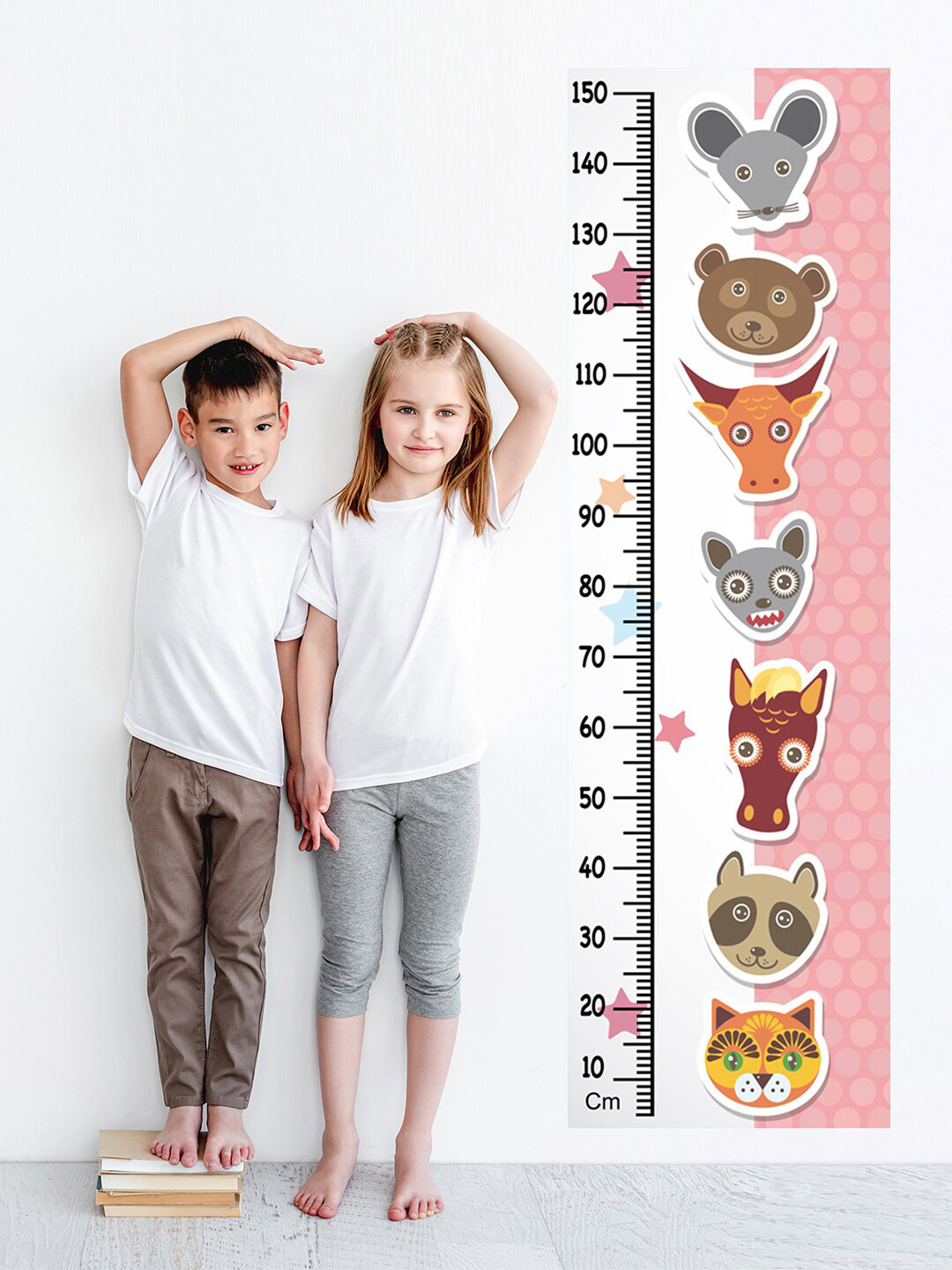 

WENS Kids Multicoloured Animals Height Chart Vinyl Wall Sticker, Multi