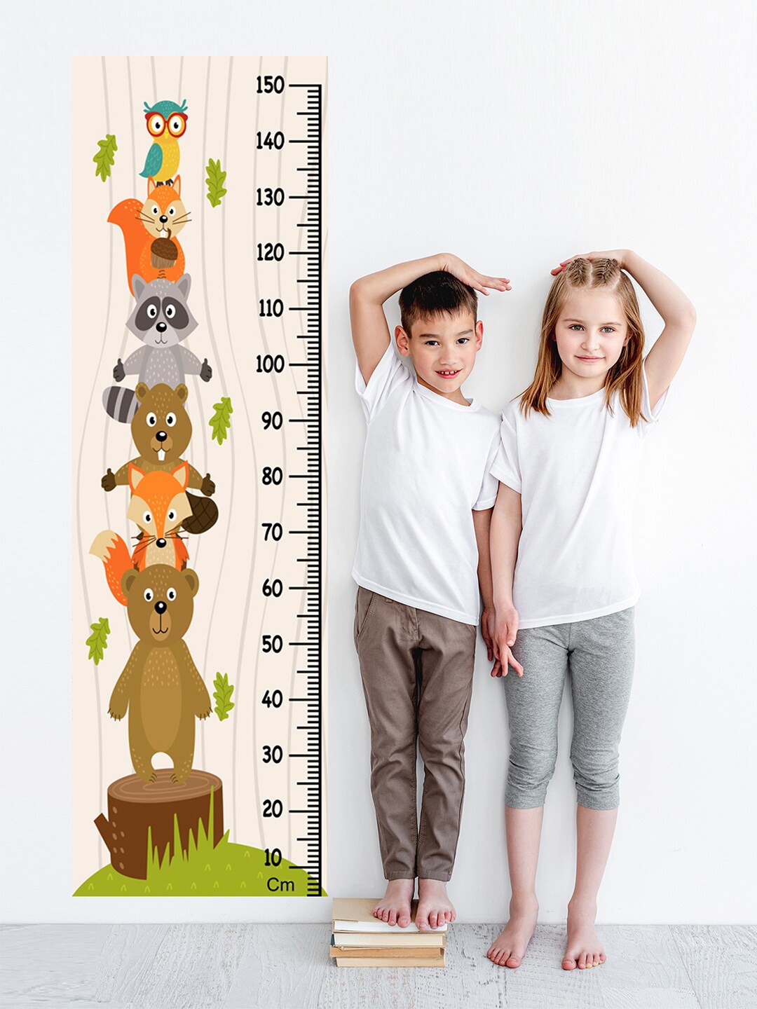 

WENS Kids Multicoloured Animal Pyramid Height Chart Vinyl Wall Sticker, Multi