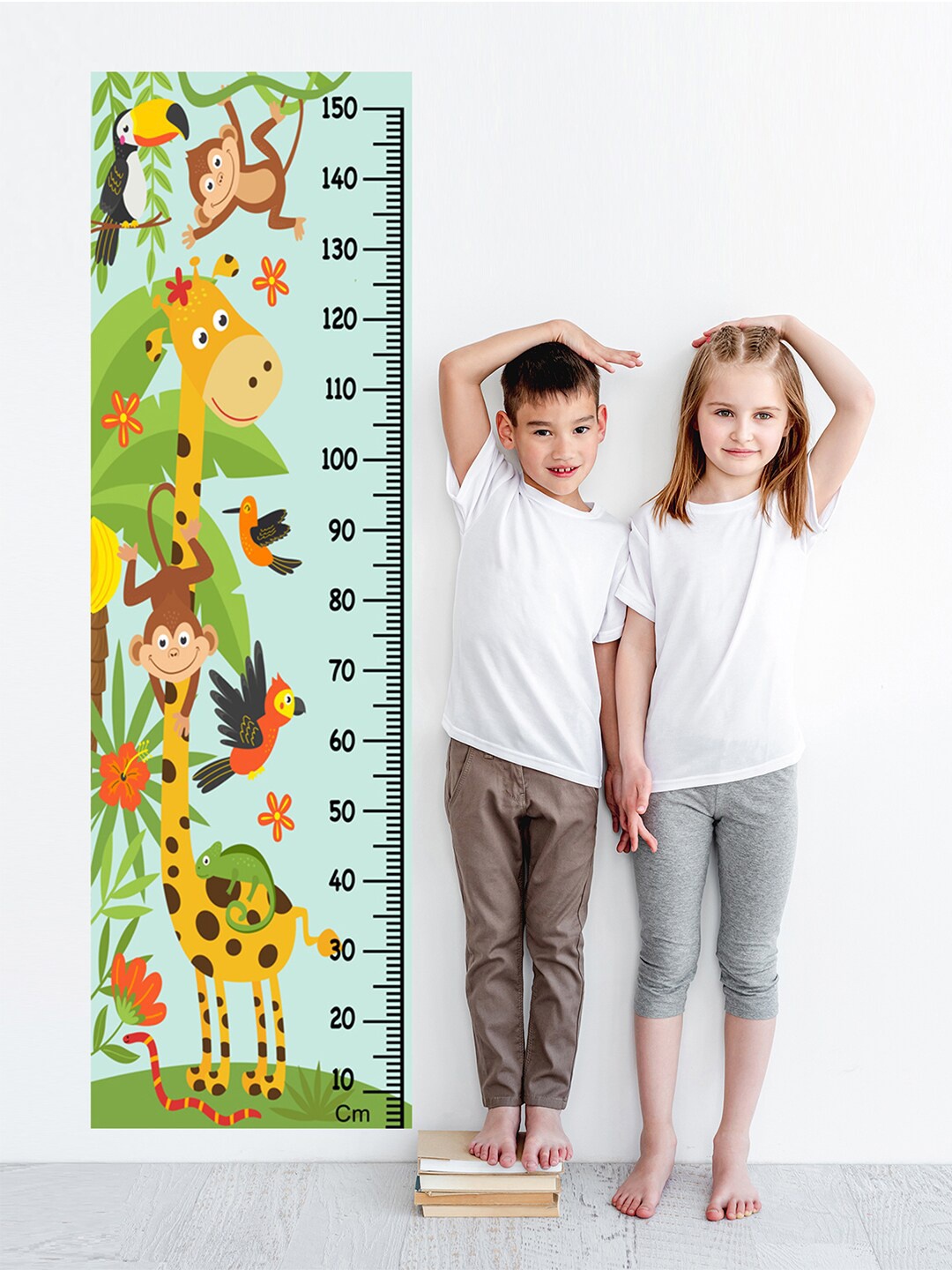 

WENS Kids Multicoloured Real Animals Height Chart Vinyl Wall Sticker, Multi