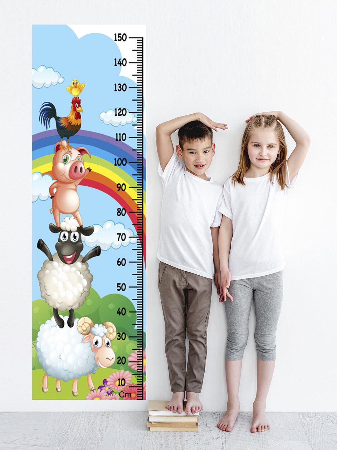 

WENS Kids Multicoloured Cute Farm Height Chart Vinyl Wall Sticker, Multi