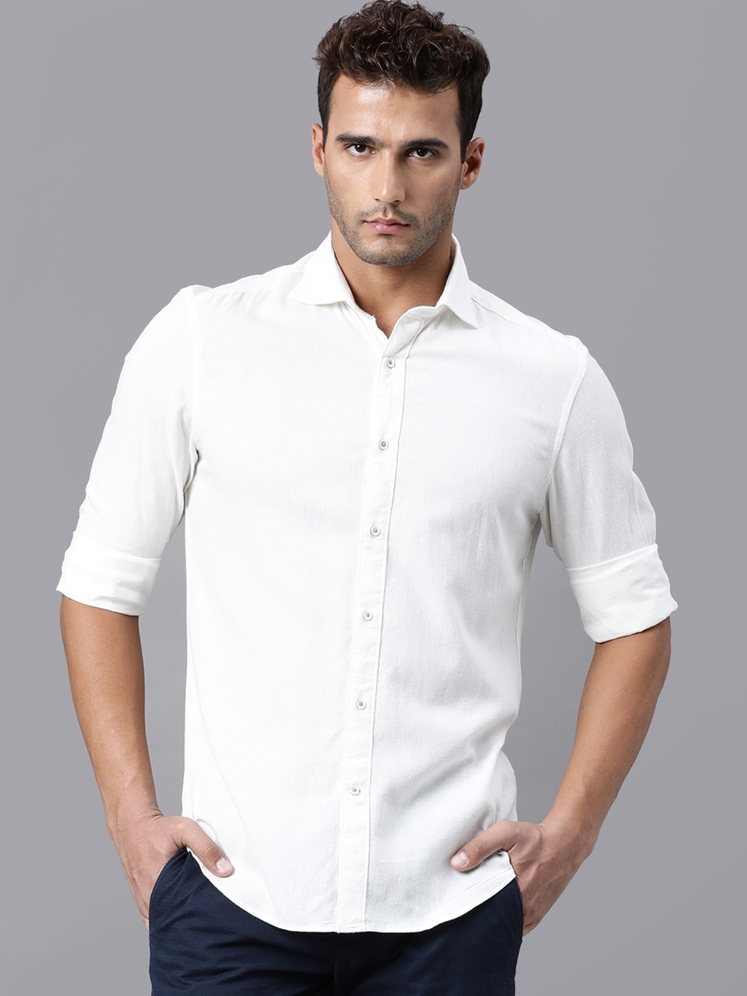 

RARE RABBIT Men Thron Regular Fit Opaque Shirt, White