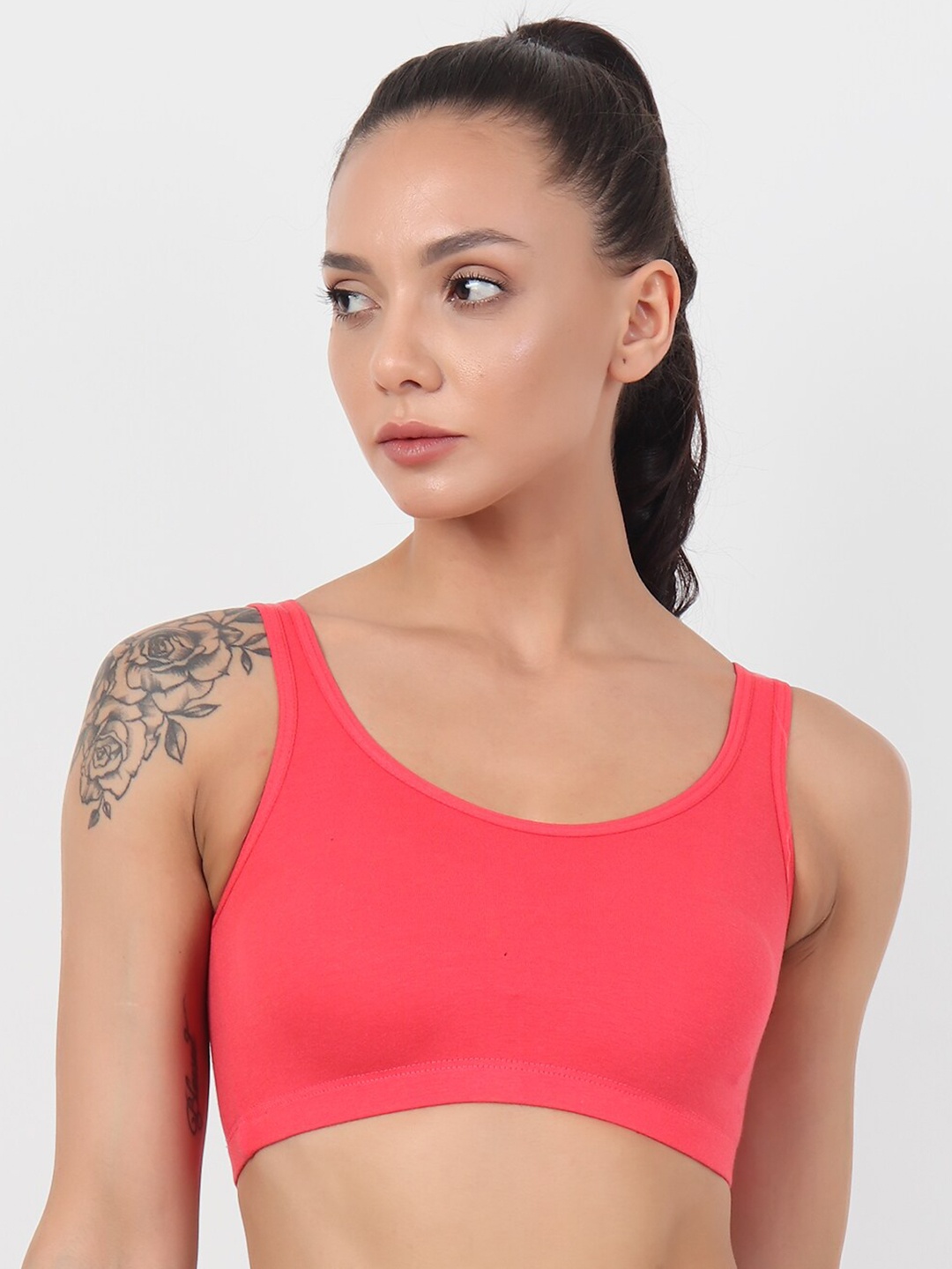 

XOXO Design Women Pink Non-Wired Non Padded Wide Strip Cotton Sports Bra XOXO-CTSB-PNK_28