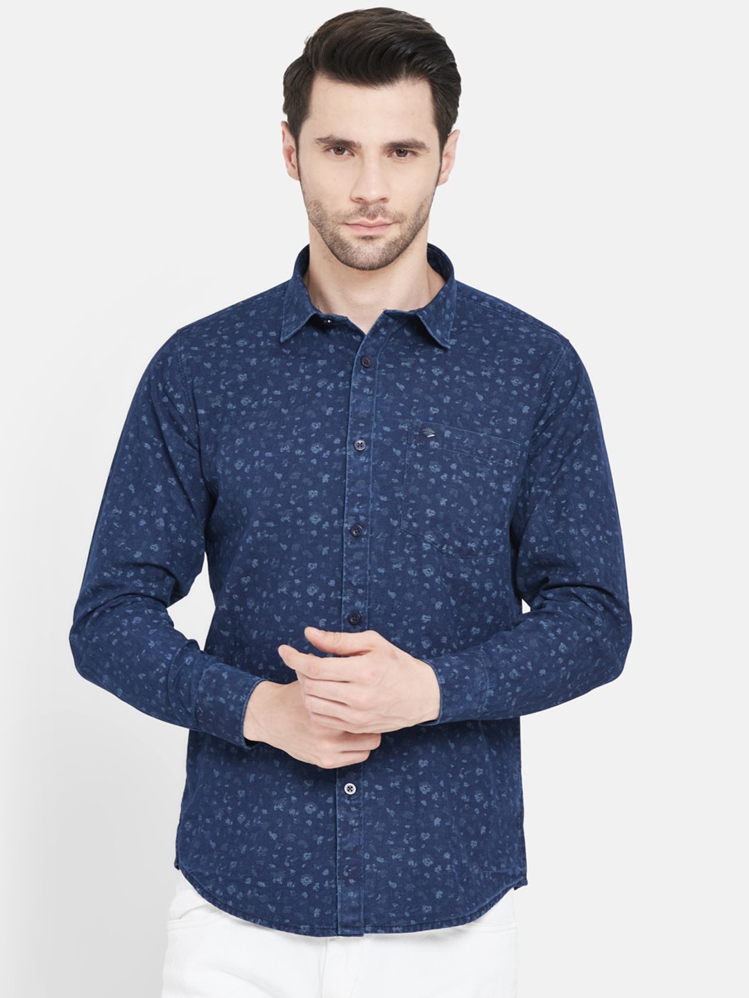 

Duke Men Blue Slim Fit Opaque Printed Casual Shirt