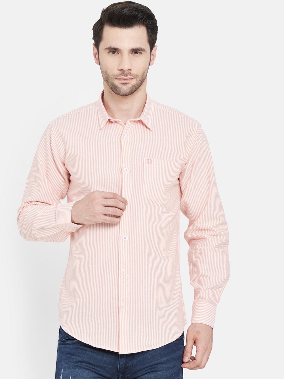 

Duke Men Peach-Coloured Slim Fit Opaque Casual Shirt