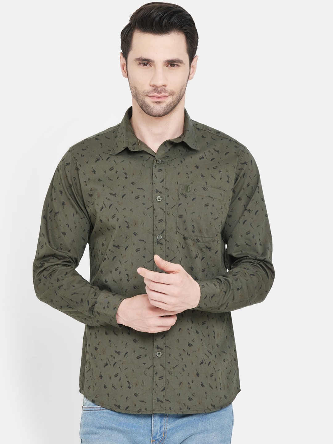 

Duke Men Green Slim Fit Opaque Printed Casual Shirt
