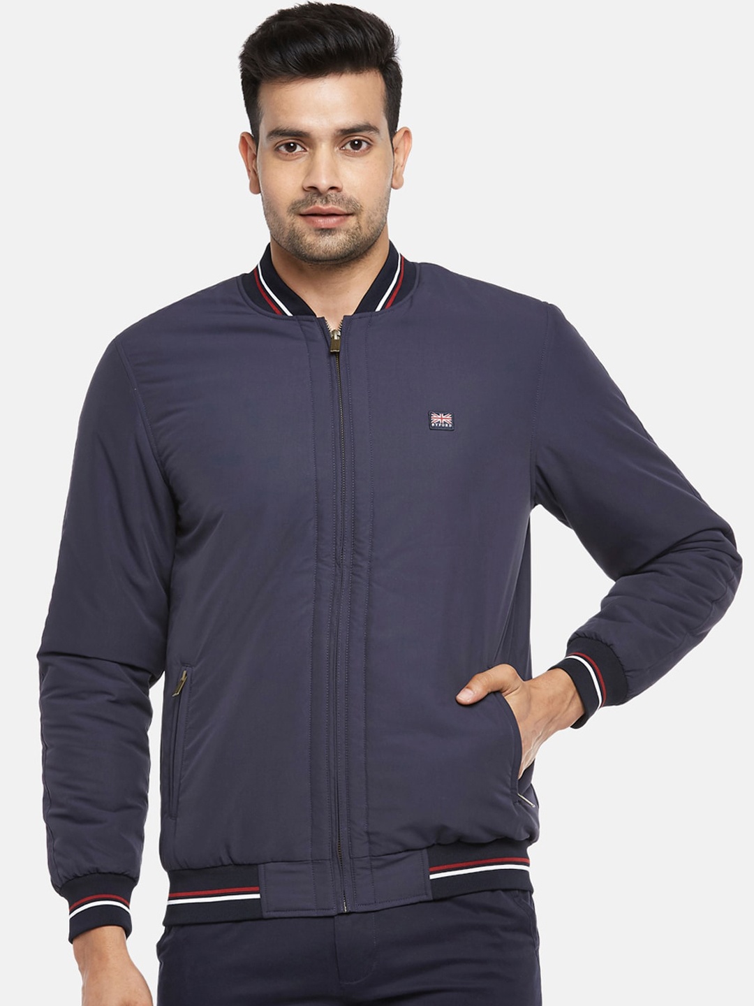

BYFORD by Pantaloons Men Navy Blue Varsity Jacket
