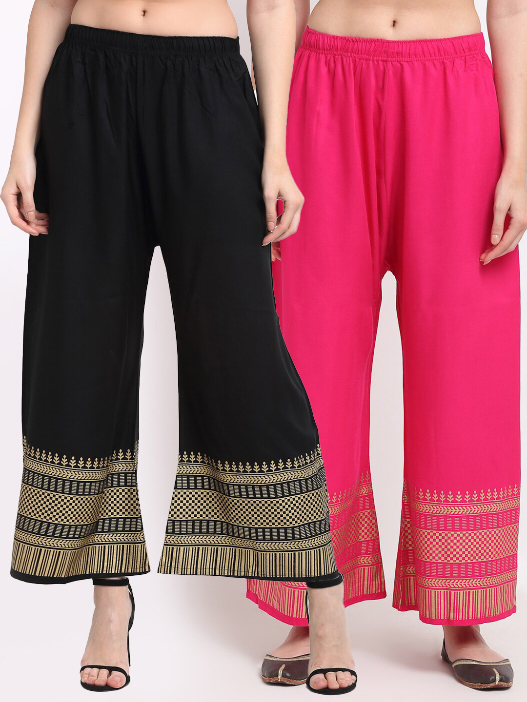 

TAG 7 Women Pack Of 2 Ethnic Motifs Printed Palazzos, Pink