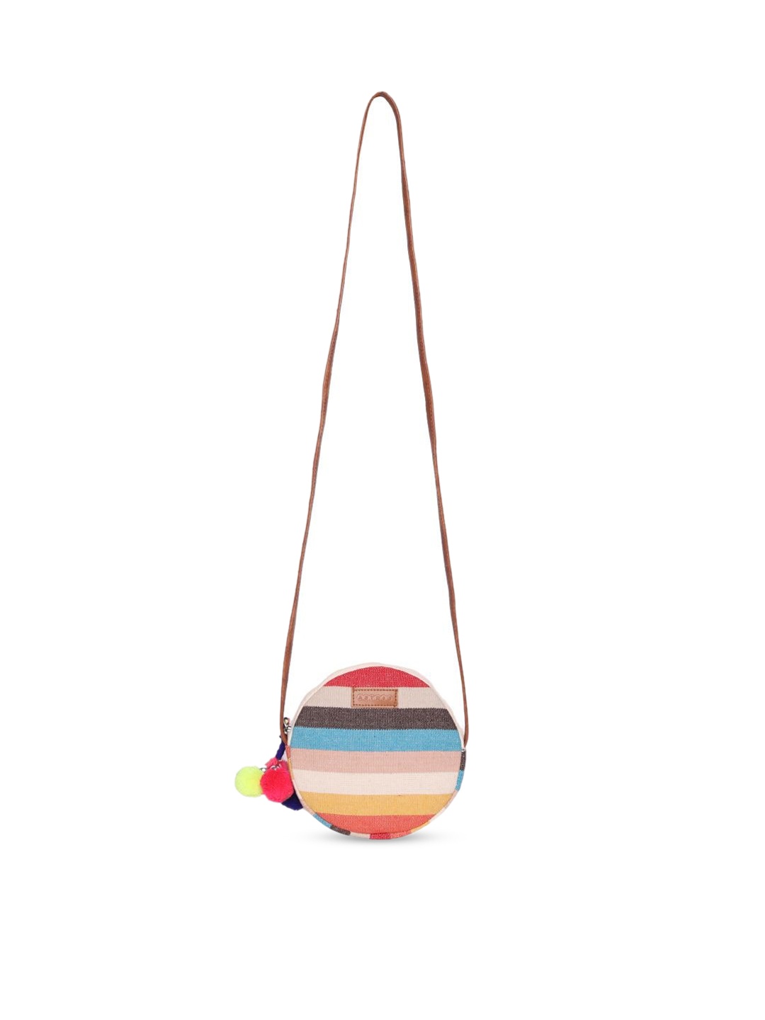 

ASTRID Multicoloured Striped Swagger Sling Bag with Tasselled, Multi