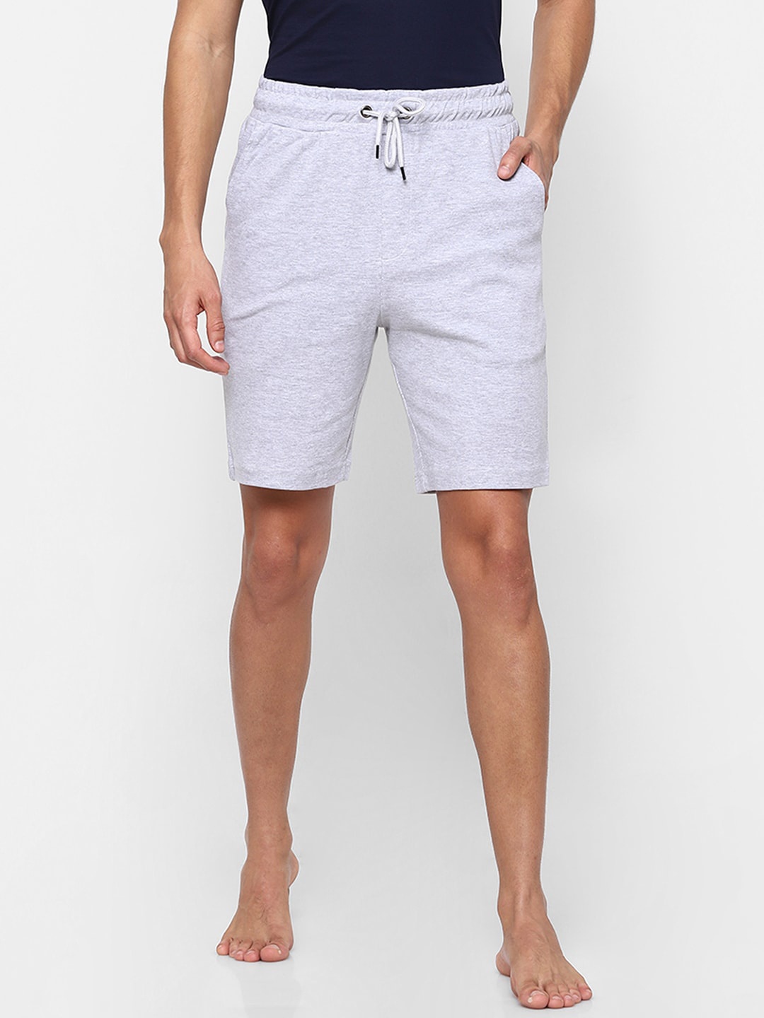 

Ajile by Pantaloons Men Grey Melange Cotton Lounge Shorts