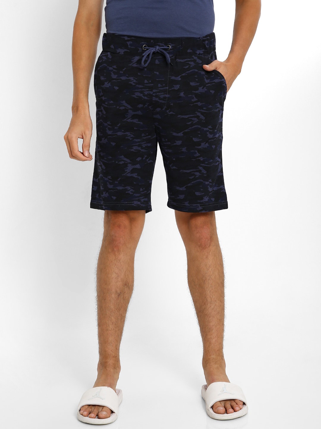 

Ajile by Pantaloons Men Blue Camouflage Printed Cotton Lounge Shorts