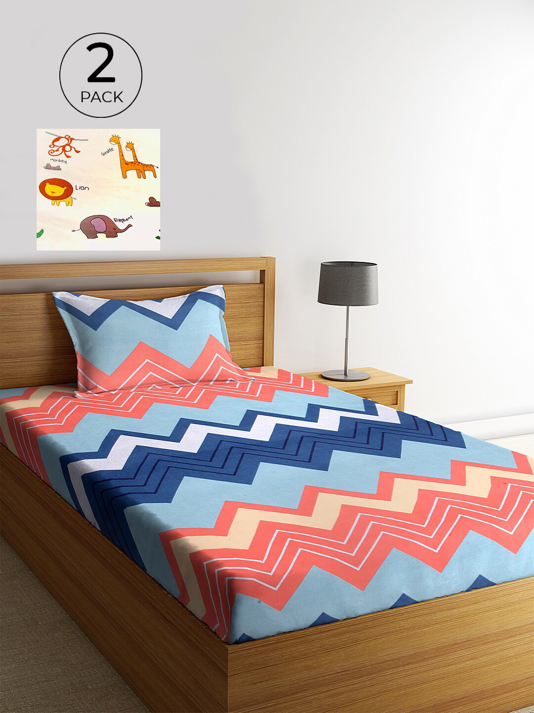 

KLOTTHE Multicolor Abstract 210 TC Cotton 2 Single Bedsheet with 2 Pillow Cover, Pink