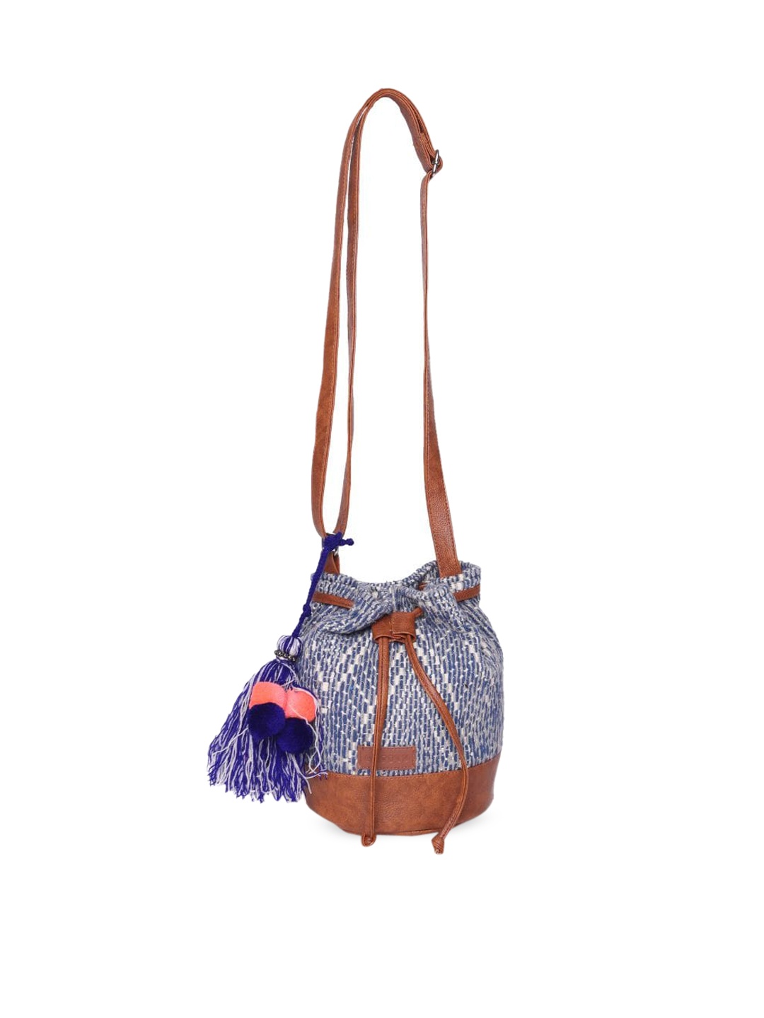 

ASTRID Blue Printed Shopper Sling Bag with Tasselled