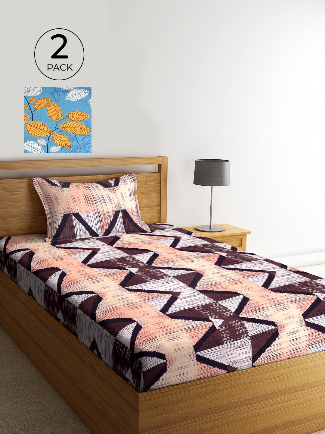

KLOTTHE Set Of 2 210 TC Single Bedsheet With 2 Pillow Covers, Blue