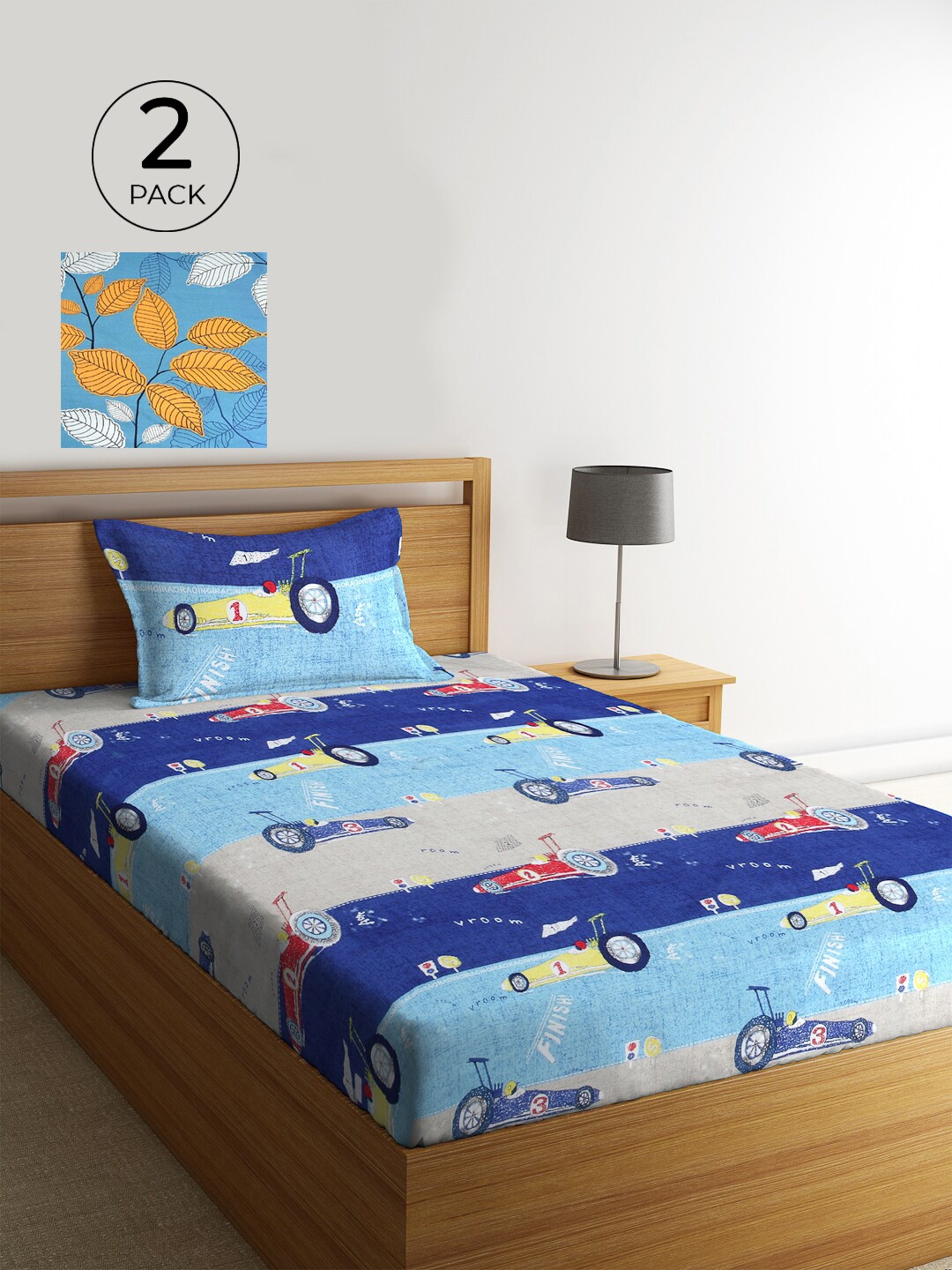 

KLOTTHE Set Of 2 Multicoloured Cartoon Characters 210 TC Single Bedsheet & 2 Pillow Covers, Multi