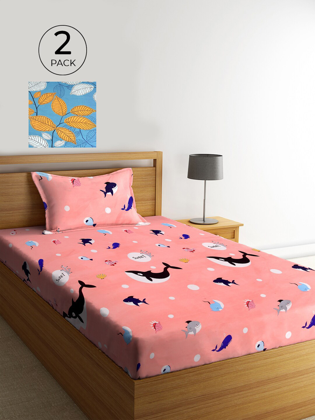

KLOTTHE Set Of 2 Multicoloured Cartoon Characters 210 TC Single Bedsheet & 2 Pillow Covers, Multi