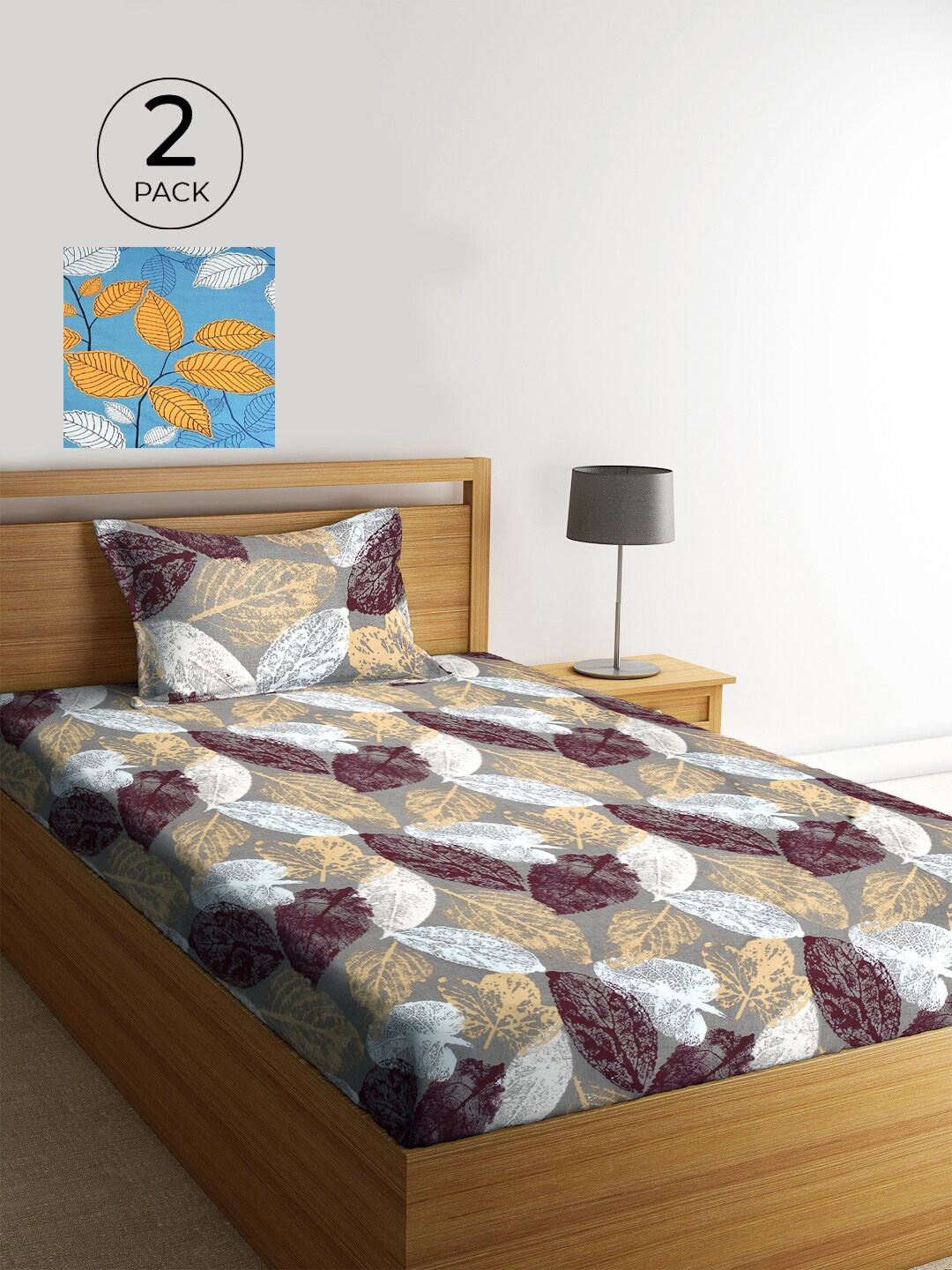 

KLOTTHE Set Of 2 Multicoloured Floral 210 TC Single Bedsheet With 2 Pillow Covers, Multi