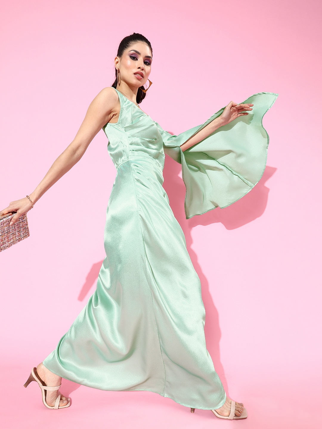 

Athena Women Enchanting Sea Green Solid Sweetheart Neck Dress