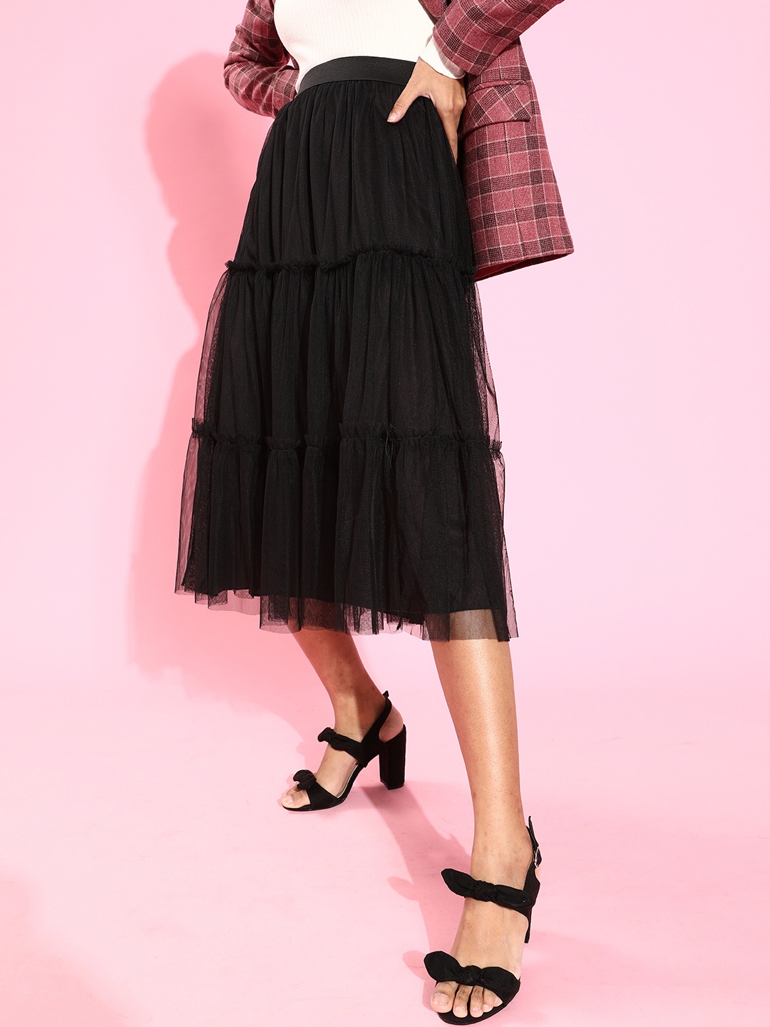 

U&F Womens Black Flared Skirt