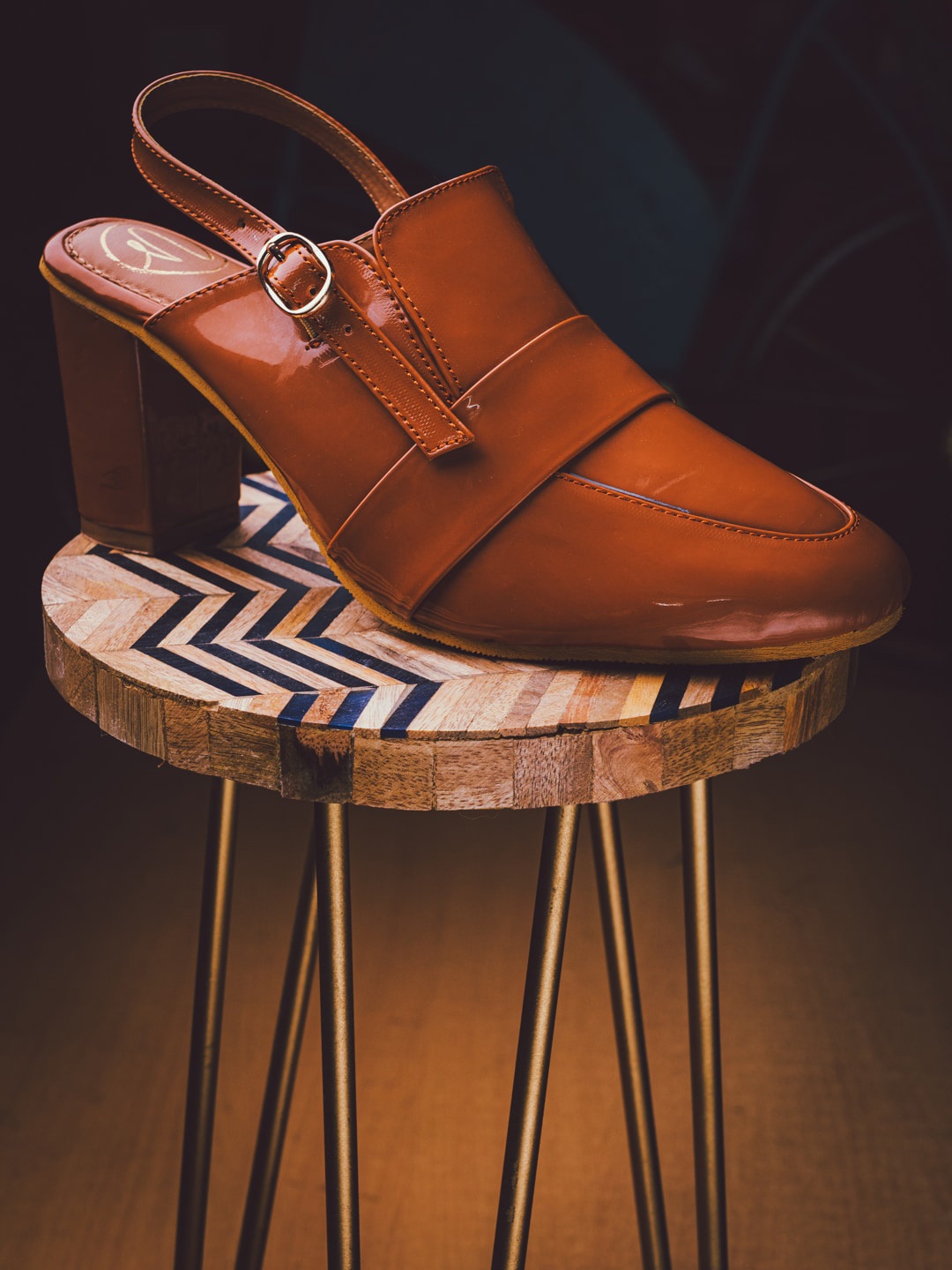 

NR By Nidhi Rathi Brown Solid Leather Block Mules